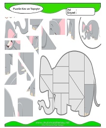 Puzzle Kes Yapıştır Çalışma Sayfaları